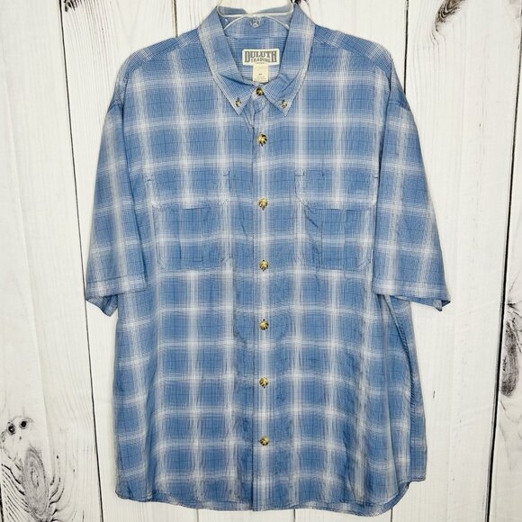 Duluth Trading Shirt Men's Size XL Blue Plaid Button Down Short Sleeve - Picture 1 of 9
